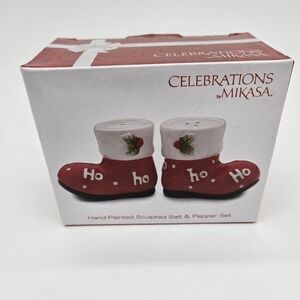 Mikasa SANTA'S BOOTS Salt & Pepper Shakers - NIB